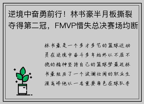 逆境中奋勇前行！林书豪半月板撕裂夺得第二冠，FMVP惜失总决赛场均断