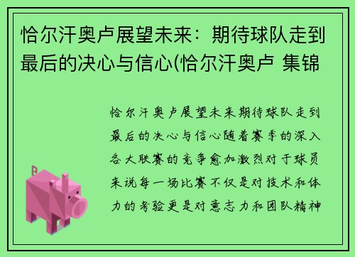 恰尔汗奥卢展望未来：期待球队走到最后的决心与信心(恰尔汗奥卢 集锦)